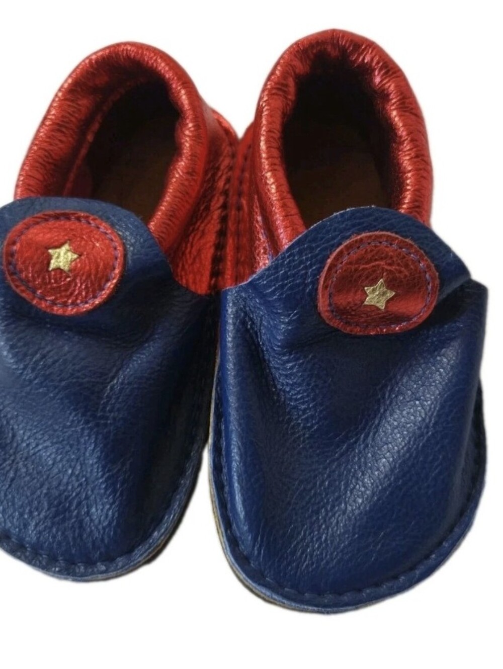 Softstar Toddler Navy Red Superhero Star Accent Leather Slip-On Shoes